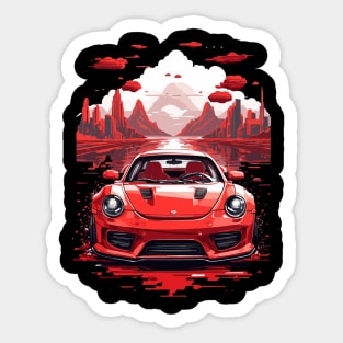 Red Car Design Art Sticker